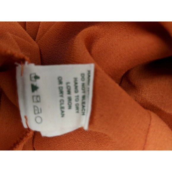 Nurture Apricot Blouse Embellished Beaded Size Small Billow Sleeves Front Tie - Picture 4 of 8